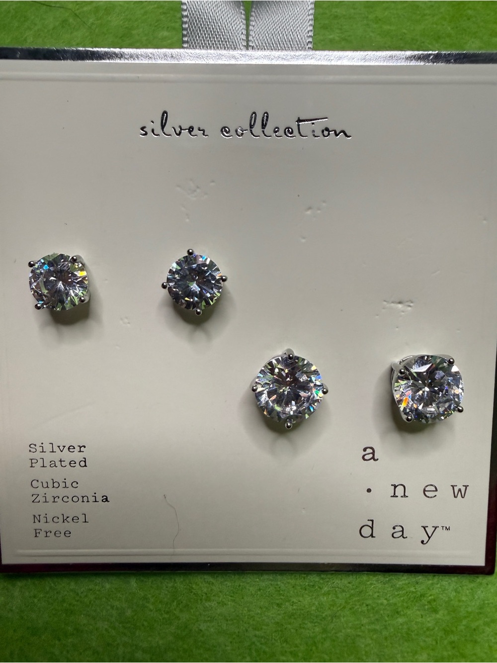 Target Silver Plated Clear Cubic Zirconia Stud Earrings Set